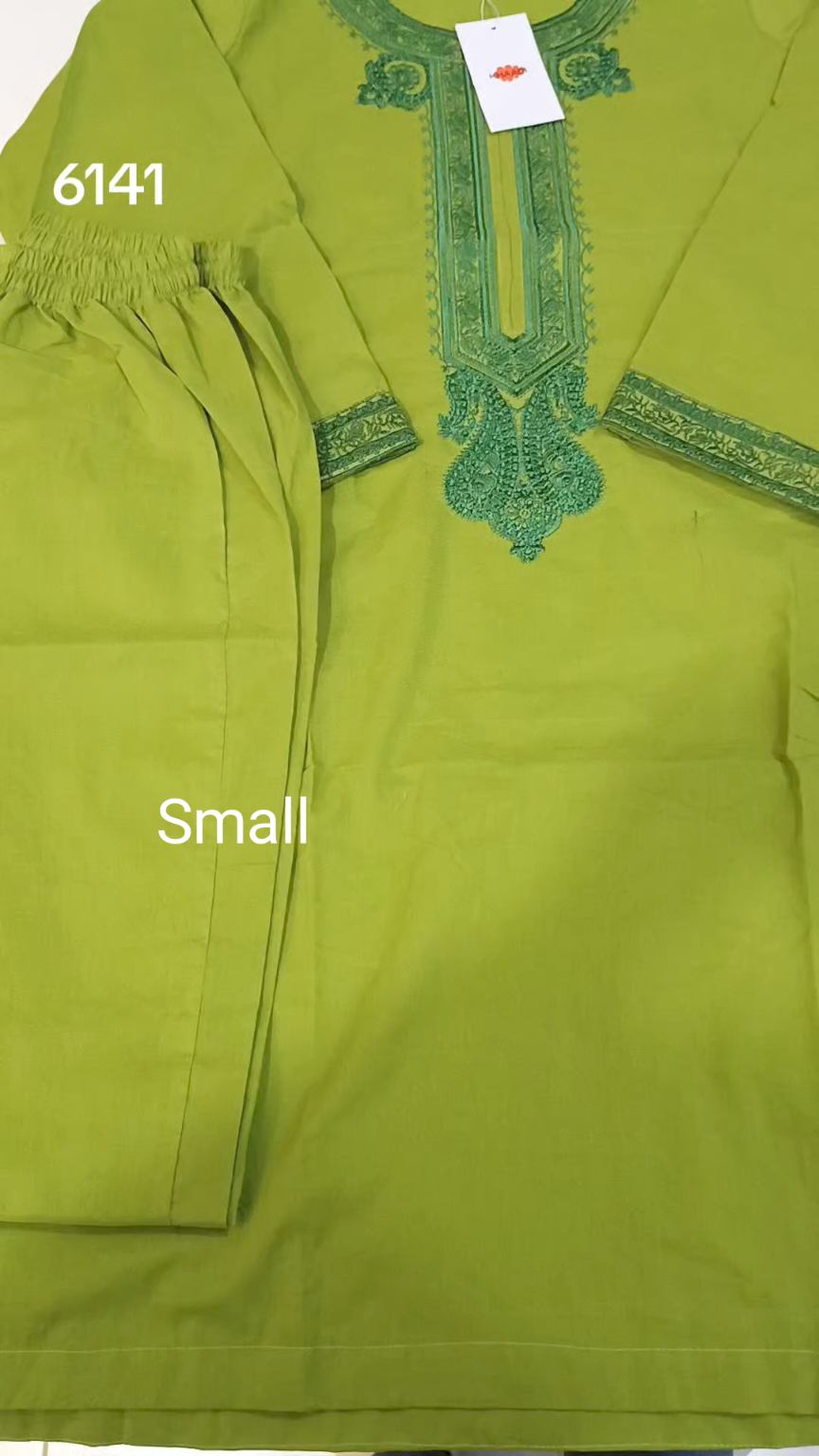 🥳 Sale Sale M-6141 Khaadi  Brand Women Stitch  Embroidery ⛱️ Summer Lawn Shirt & Truzer 2pc.  (Women Small Size (Length 38 & Chest 20)