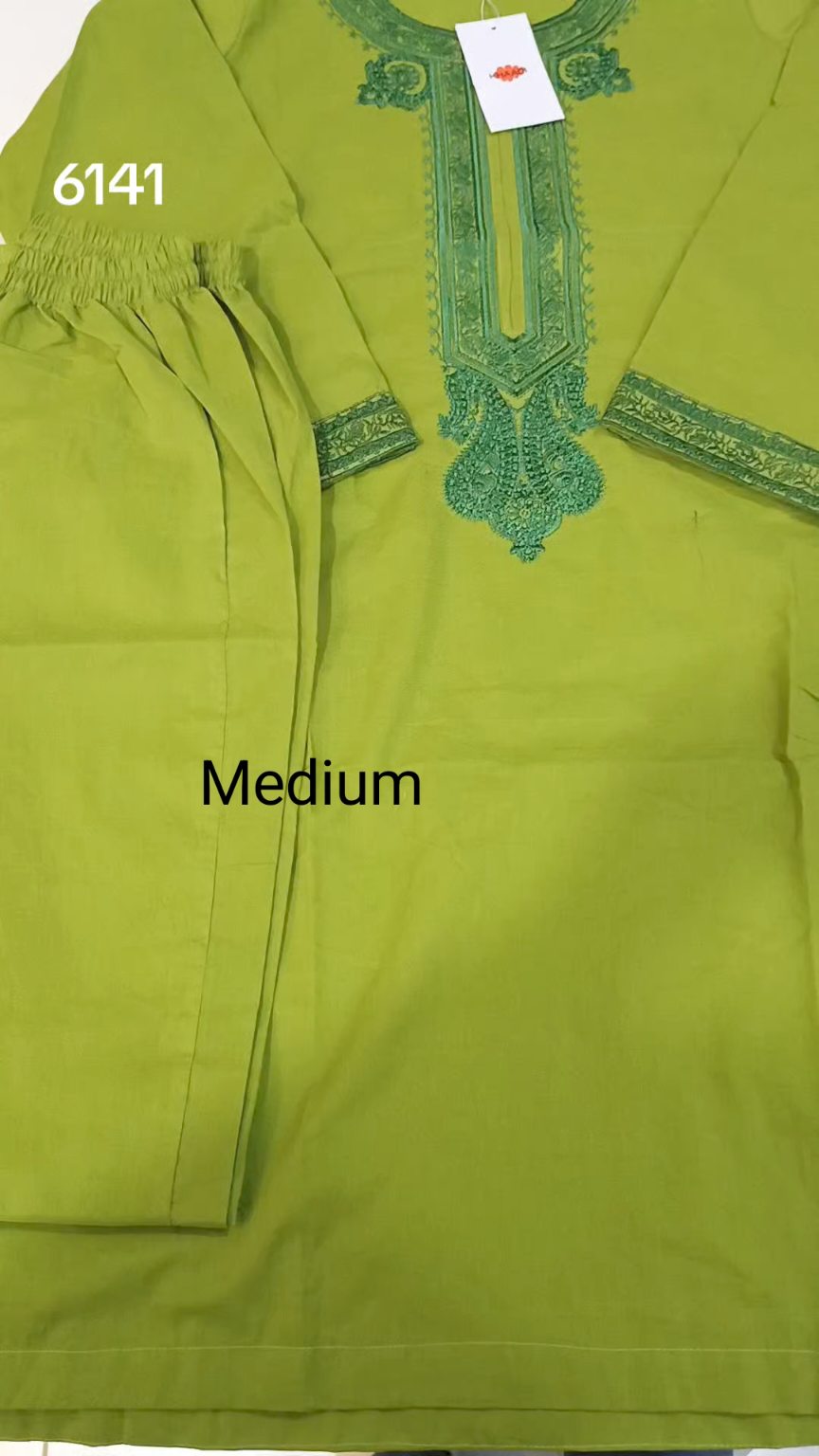 🥳 Sale Sale M-6141 Khaadi  Brand Women Stitch  Embroidery ⛱️ Summer Lawn Shirt & Truzer 2pc.    (Women Medium Size (Length 38.5 & Chest 21)