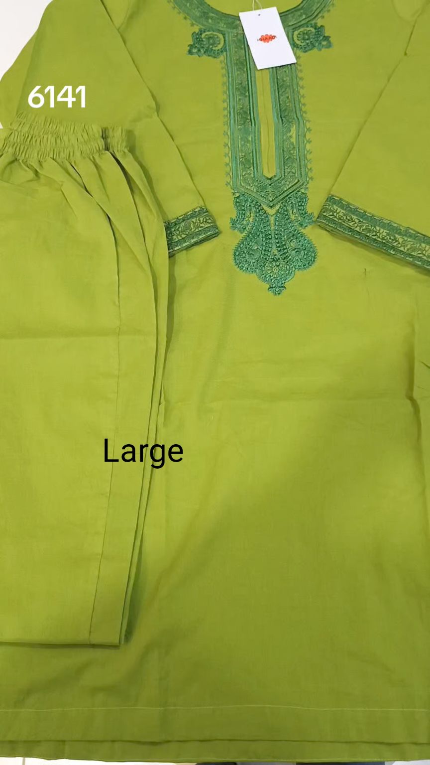 🥳 Sale Sale M-6141 Khaadi  Brand Women Stitch  Embroidery ⛱️ Summer Lawn Shirt & Truzer 2pc. (Women Large Size (Length 39.5 & Chest 22)