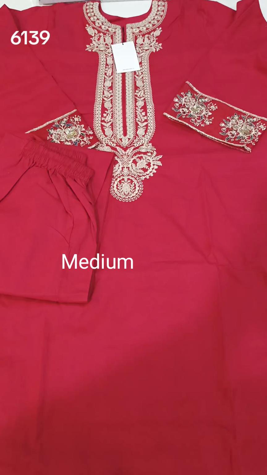 🥳 Sale Sale M-6139 Beechtree Brand Women Stitch  Embroidery ⛱️ Summer Lawn Shirt & Truzer 2pc.  (Women Medium Size (Length 38.5 & Chest 21)