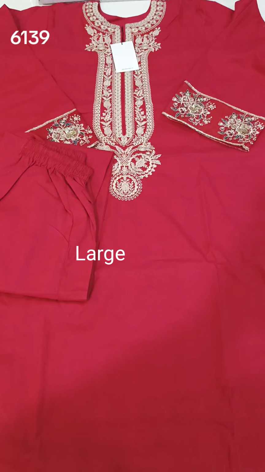 🥳 Sale Sale M-6139 Beechtree Brand Women Stitch  Embroidery ⛱️ Summer Lawn Shirt & Truzer 2pc.  (Women Large Size (Length 39.5 & Chest 22)