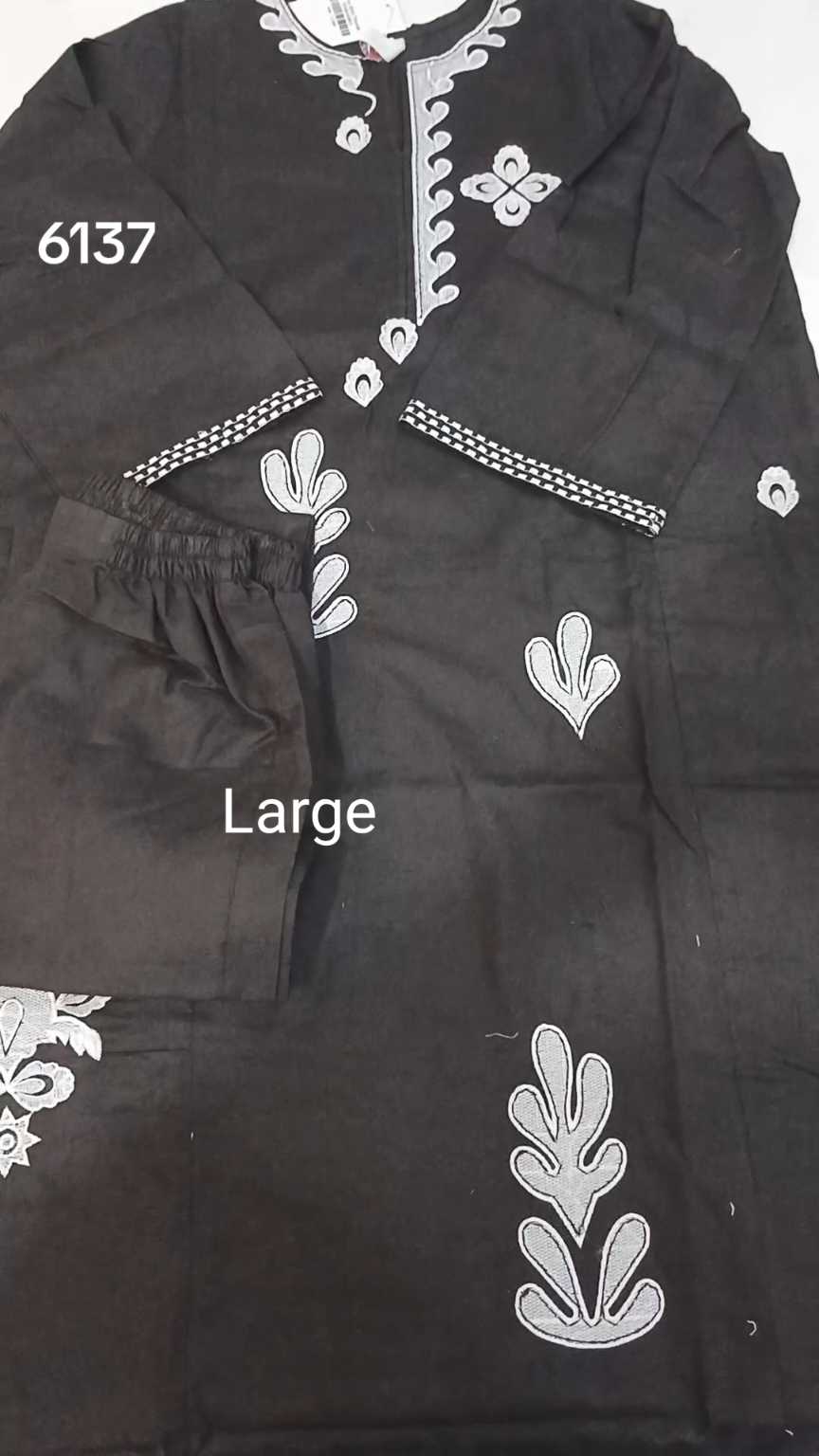 🥳 Sale Sale M-6137 Ethnc Brand Women Stitch  Embroidery ⛱️ Summer Lawn Shirt & Truzer 2pc.  (Women Large Size (Length 39.5 & Chest 22)