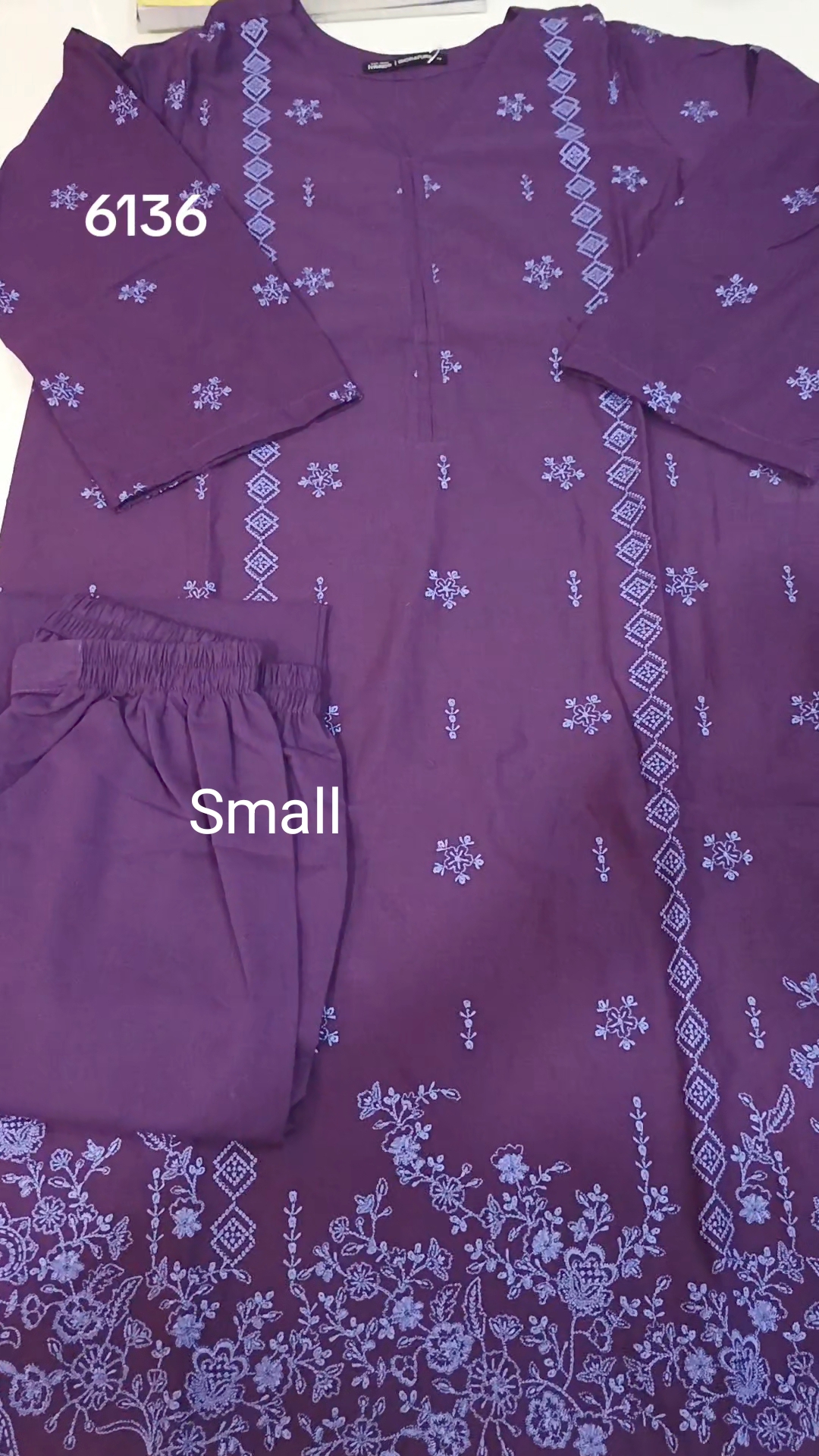 🥳 Sale Sale M-6136 Image Brand Women Stitch  Embroidery ⛱️ Summer Lawn Shirt & Truzer 2pc.  (Women Small Size (Length 38 & Chest 20)