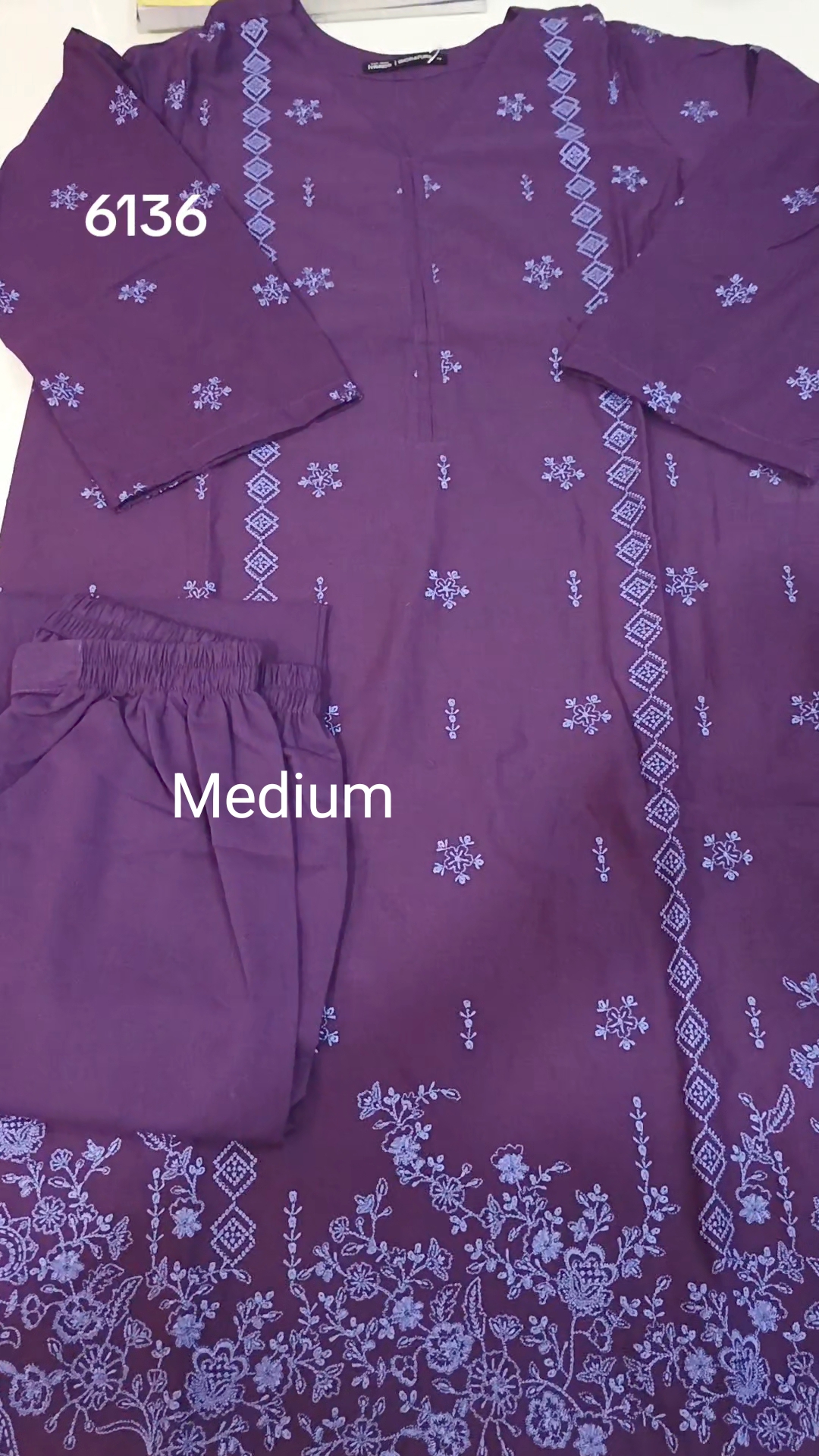 🥳 Sale Sale M-6136 Image Brand Women Stitch  Embroidery ⛱️ Summer Lawn Shirt & Truzer 2pc.  (Women Medium Size (Length 38.5 & Chest 21)
