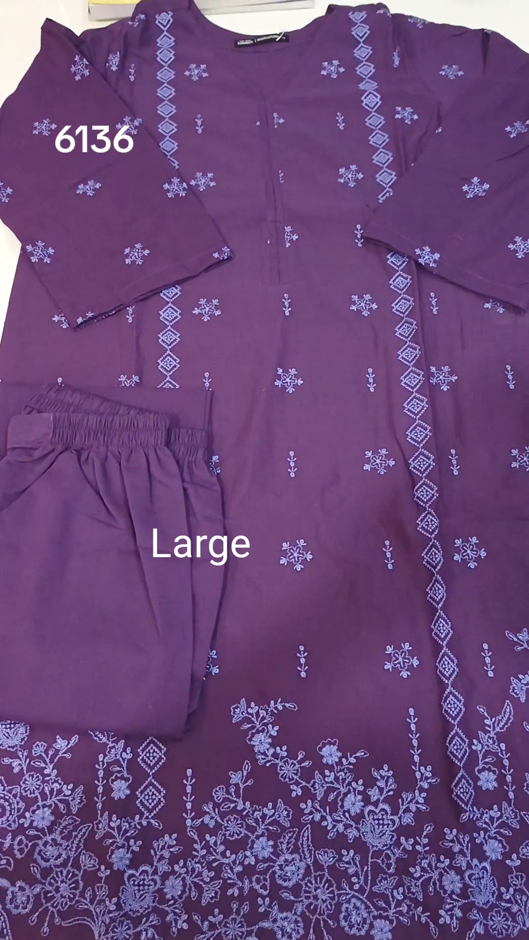 🥳 Sale Sale M-6136 Image Brand Women Stitch  Embroidery ⛱️ Summer Lawn Shirt & Truzer 2pc.   (Women Large Size (Length 39.5 & Chest 22)
