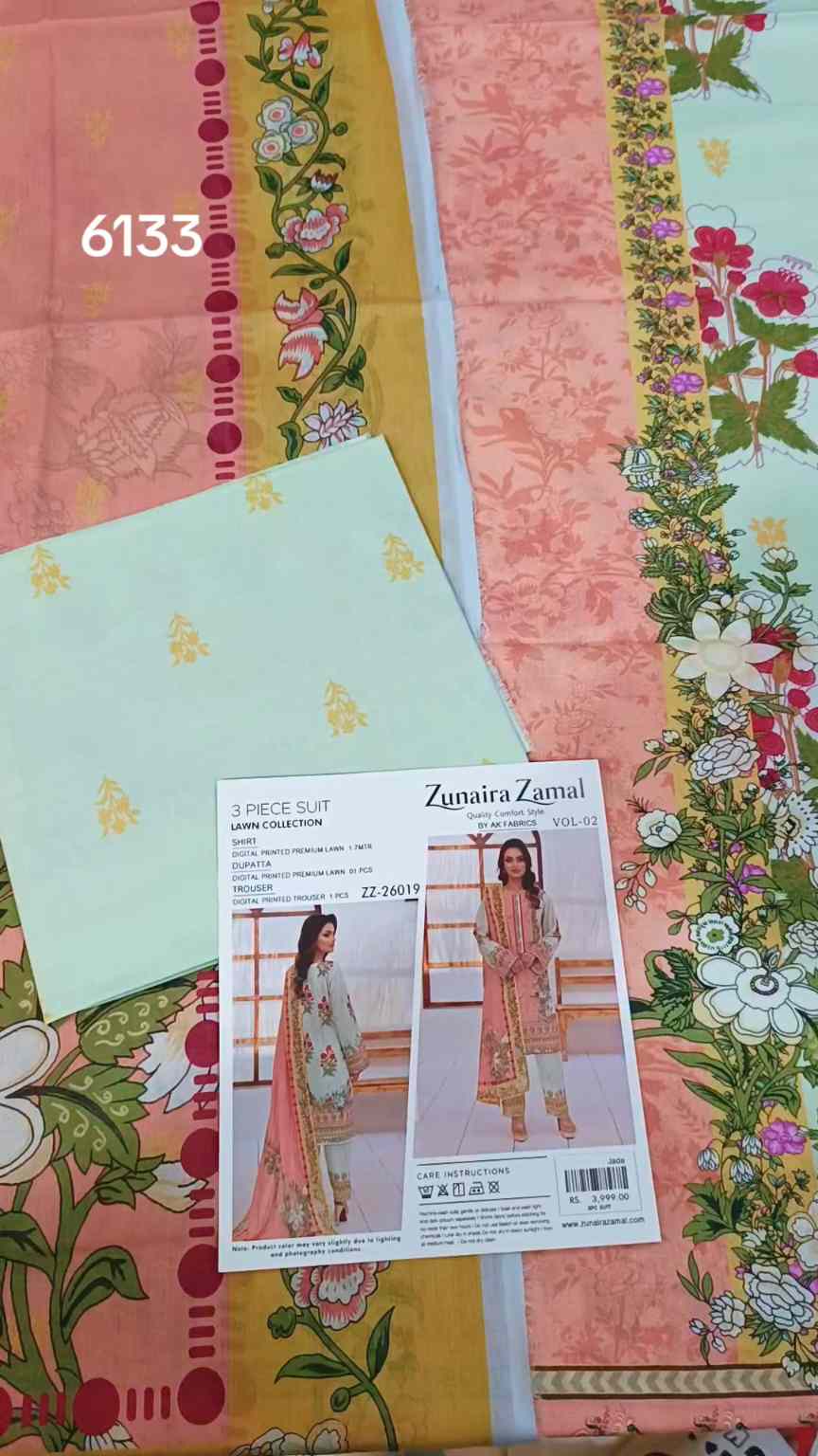 Sale Sale M-6133 Branded Zunaira Zamal  3 Pc Lawn suit with packing