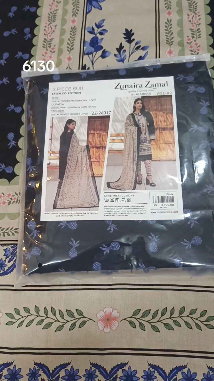 Sale Sale M-6130 Branded Zunaira Zamal  3 Pc Lawn suit with packing