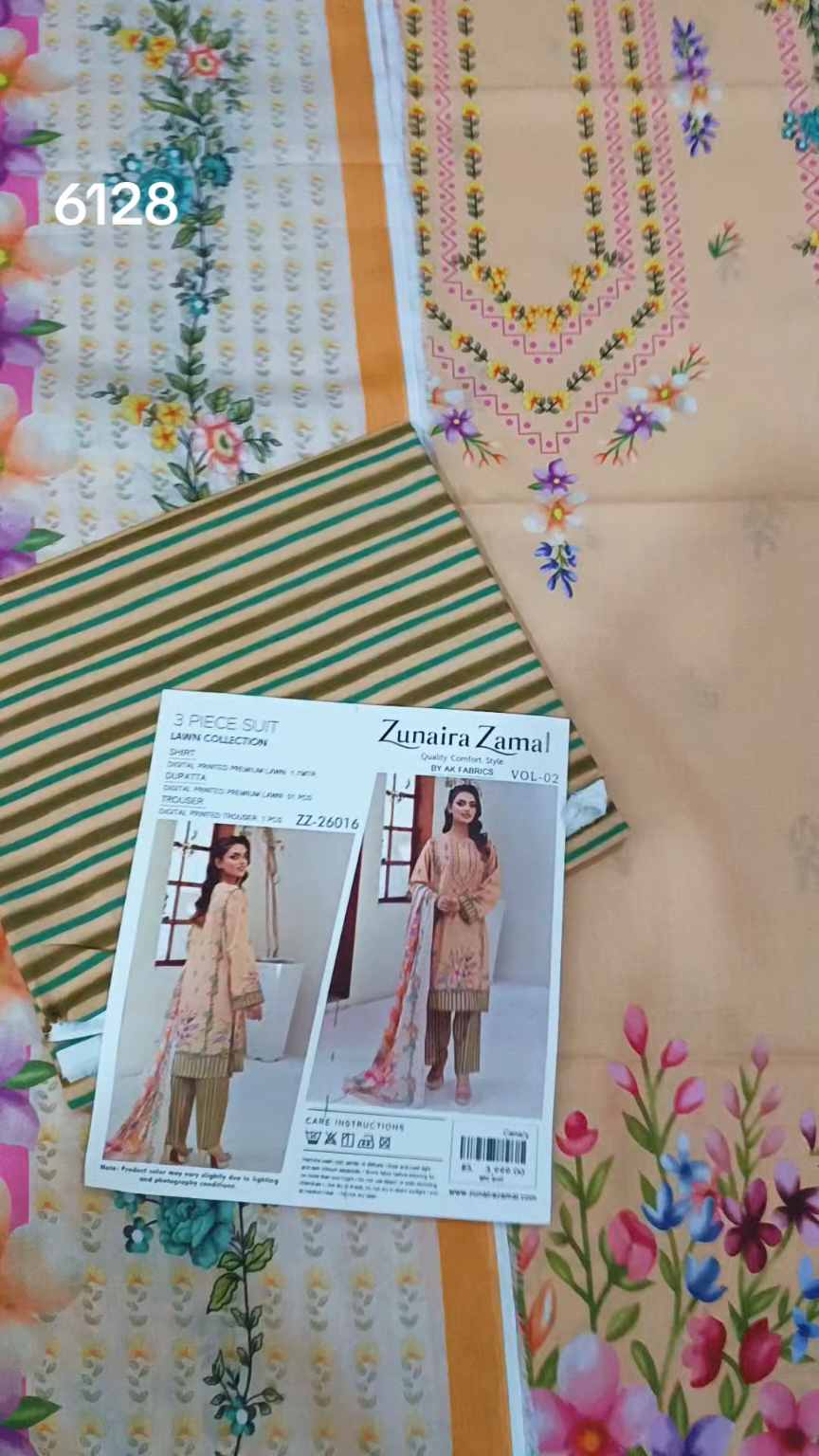 Sale Sale M-6128. Branded Zunaira Zamal  3 Pc Lawn suit with packing