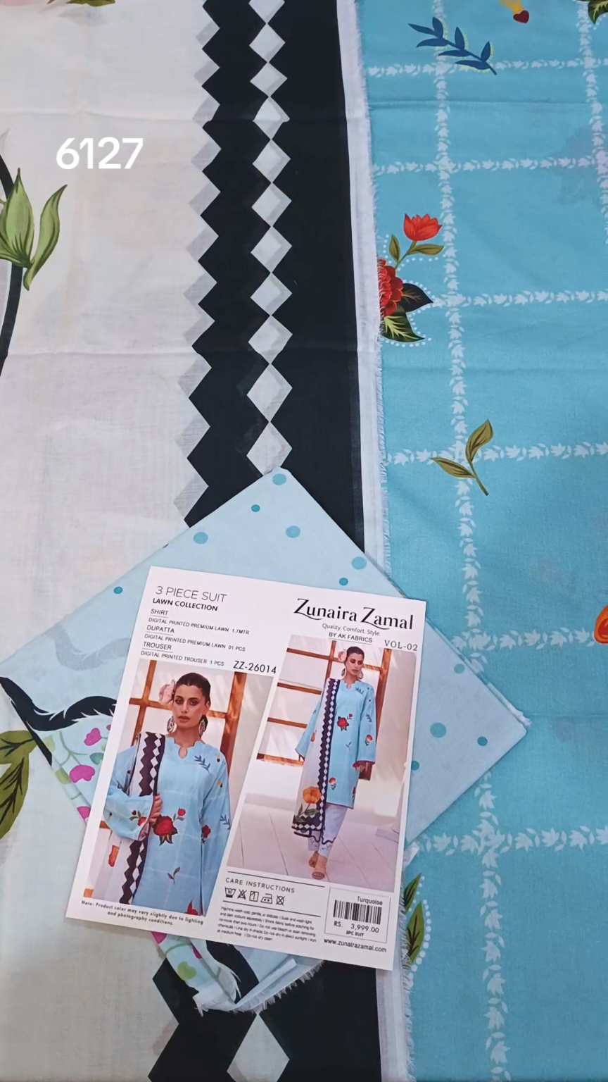 Sale Sale M-6127. Branded Zunaira Zamal  3 Pc Lawn suit with packing