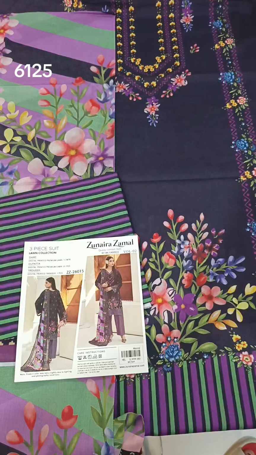 Sale Sale M-6125. Branded Zunaira Zamal  3 Pc Lawn suit with packing
