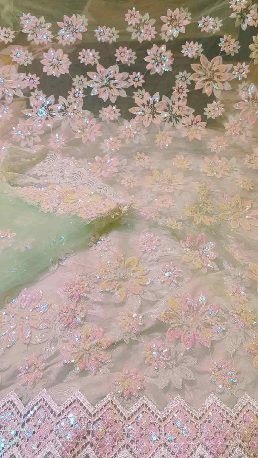 New Design Shirt & Duppta 🥳New Design Big Sale M-760   Imported 3-D Tarkashi Sqance Work Embroidery In obera Net Shirt& Duppta 2pc