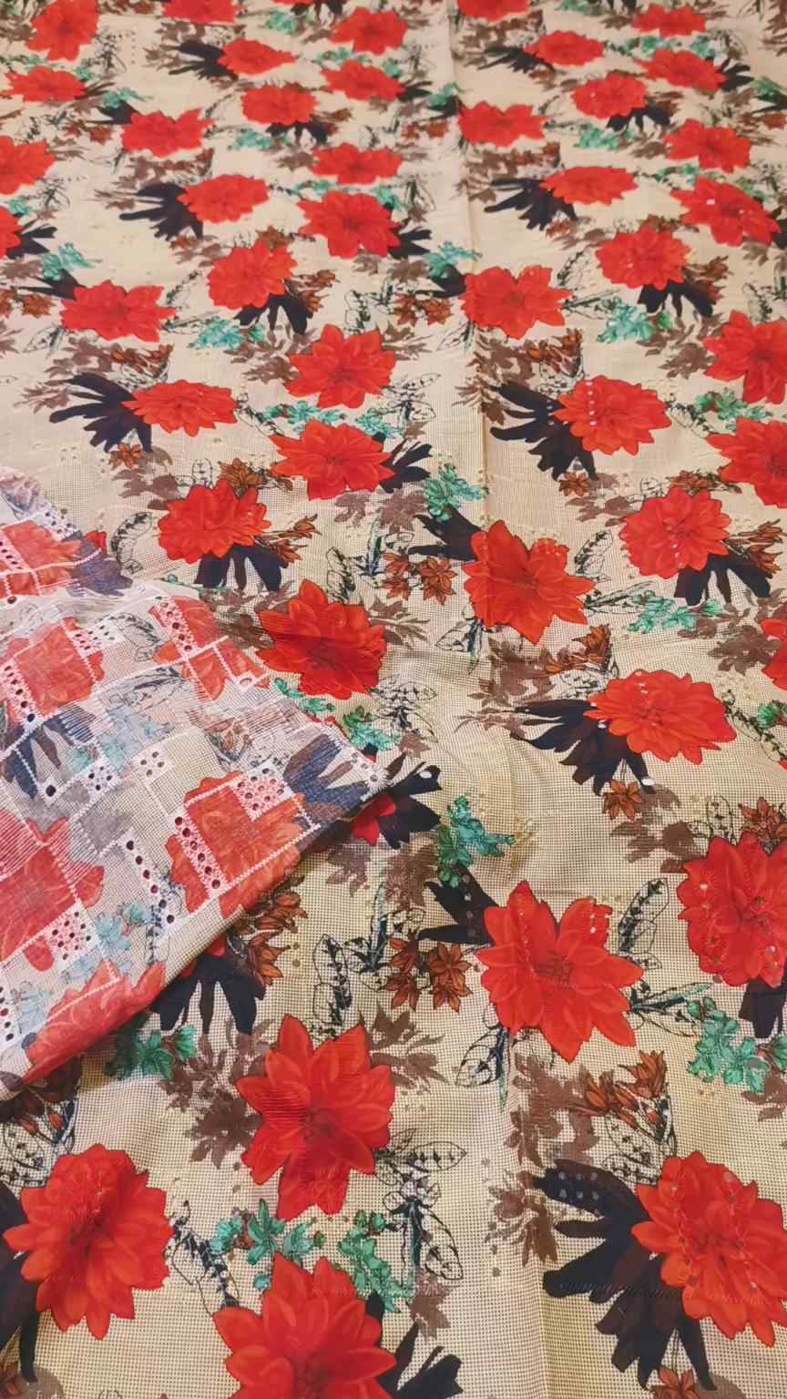 🥳 Sale Sale M-791   Imported Shiffli Korean ChickenKari Embroidery Pure Summer ⛱️ Lawn only shirt