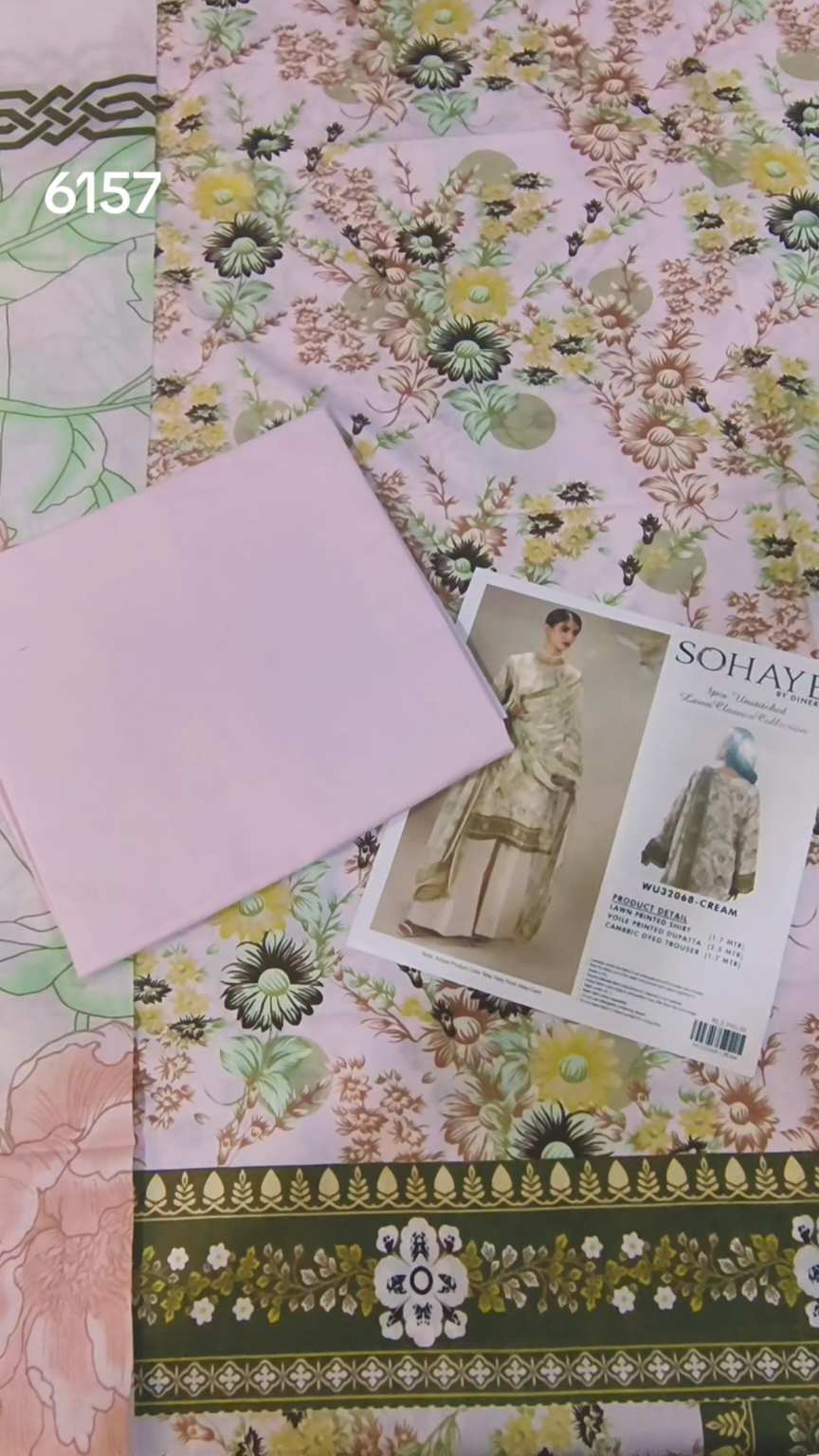 🥳 Sale Sale M-6157  Branded (Sohaye By Dinner) 3pc Lawn suit