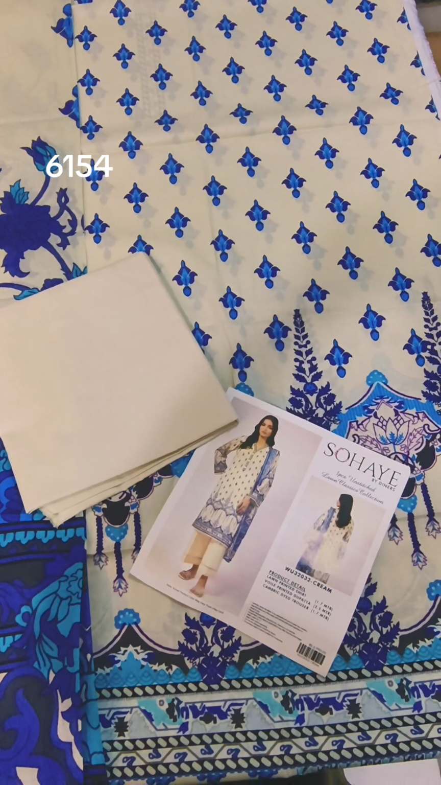 🥳 Sale Sale M-6154  Branded (Sohaye By Dinner) 3pc Lawn suit