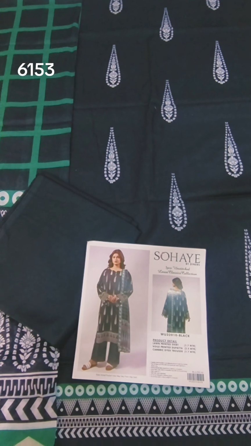 🥳 Sale Sale M-6153  Branded (Sohaye By Dinner) 3pc Lawn suit