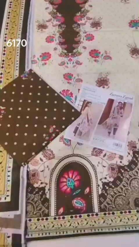 Sale Sale M-6170  Branded Zunaira Zamal 3 Pc Lawn suit with packing