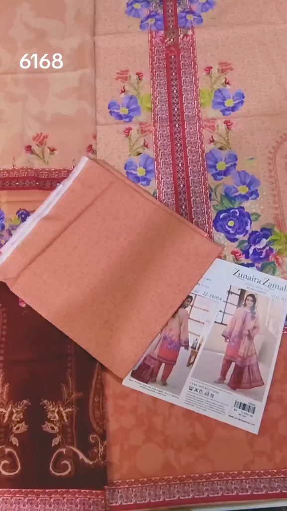 Sale Sale M-6168  Branded Zunaira Zamal 3 Pc Lawn suit with packing