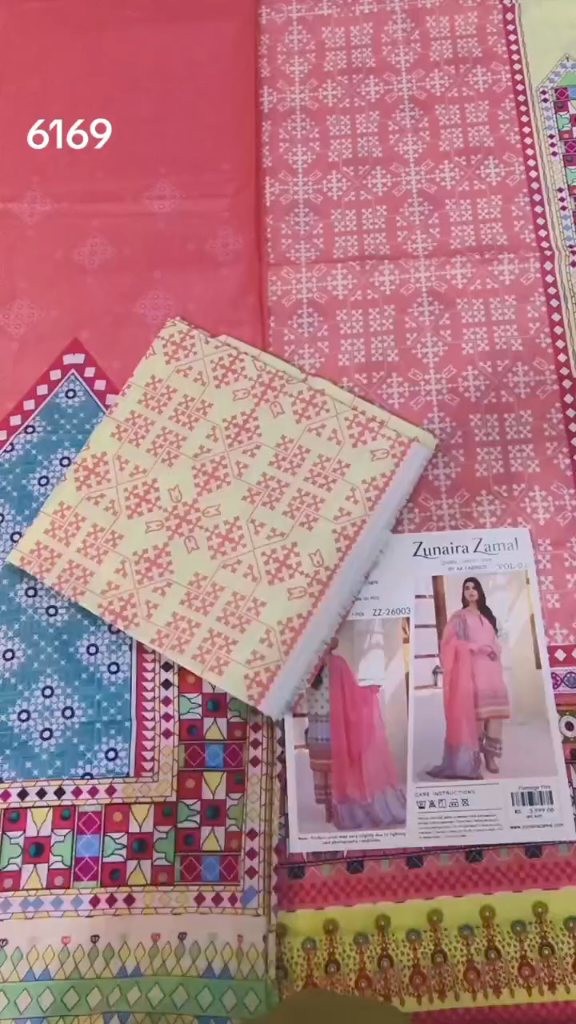 Sale Sale M-6169  Branded Zunaira Zamal 3 Pc Lawn suit with packing