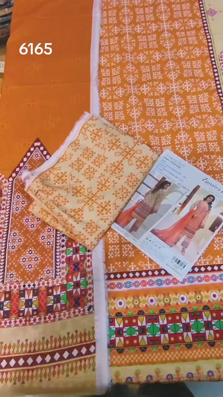 Sale Sale M-6165  Branded Zunaira Zamal 3 Pc Lawn suit with packing -