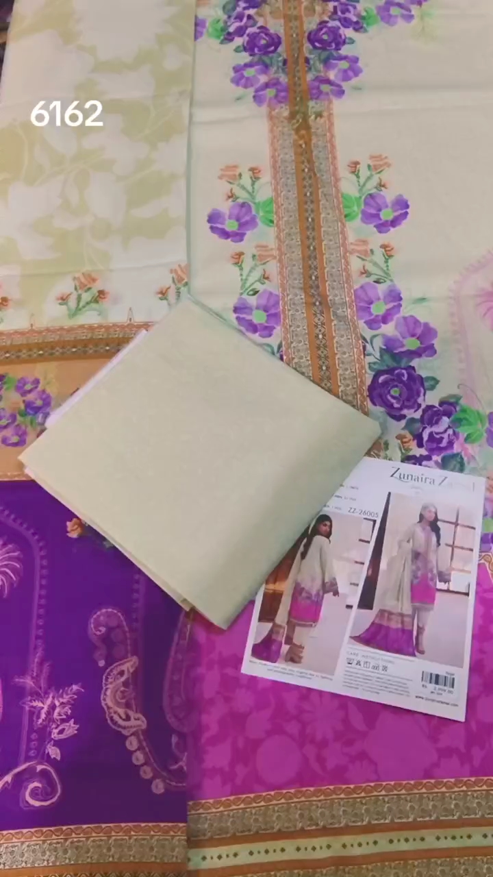 Sale Sale M-6162  Branded Zunaira Zamal 3 Pc Lawn suit with packing -