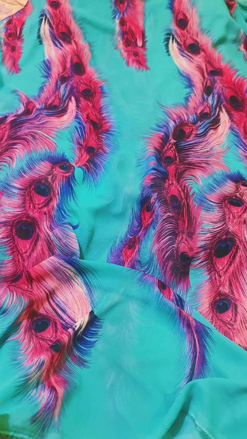 Duppta & Shirt 🥳 Sale Sale M-1085  imported Digital Korean Georgette Shirt & Duppta 2pc