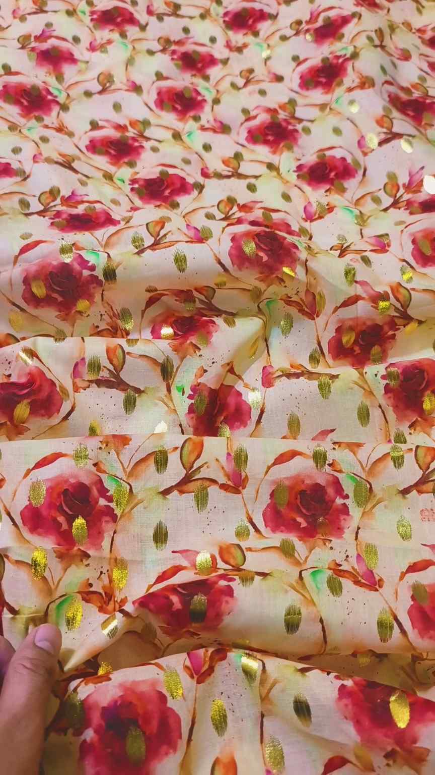 🥳 Sale Sale M-1064  imported Digital Gold Zaree Bunch Pure summer  🏝️ Lawn Same print Shirt & Truzer 2pc