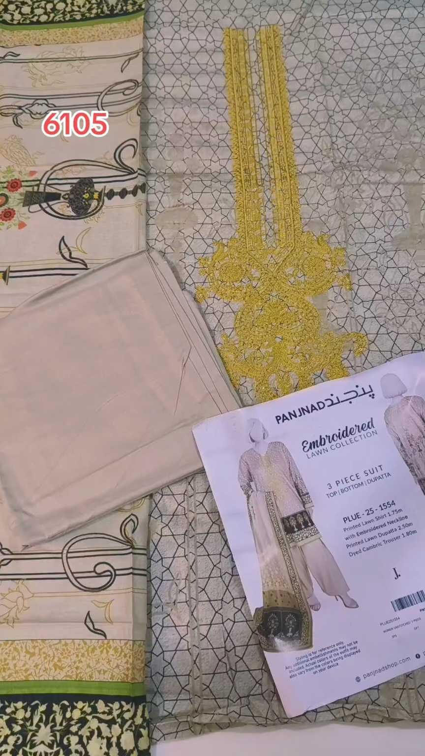 🥳 Sale Sale M-6105. Branded (J.) Embroidery Lawn 3pc suit