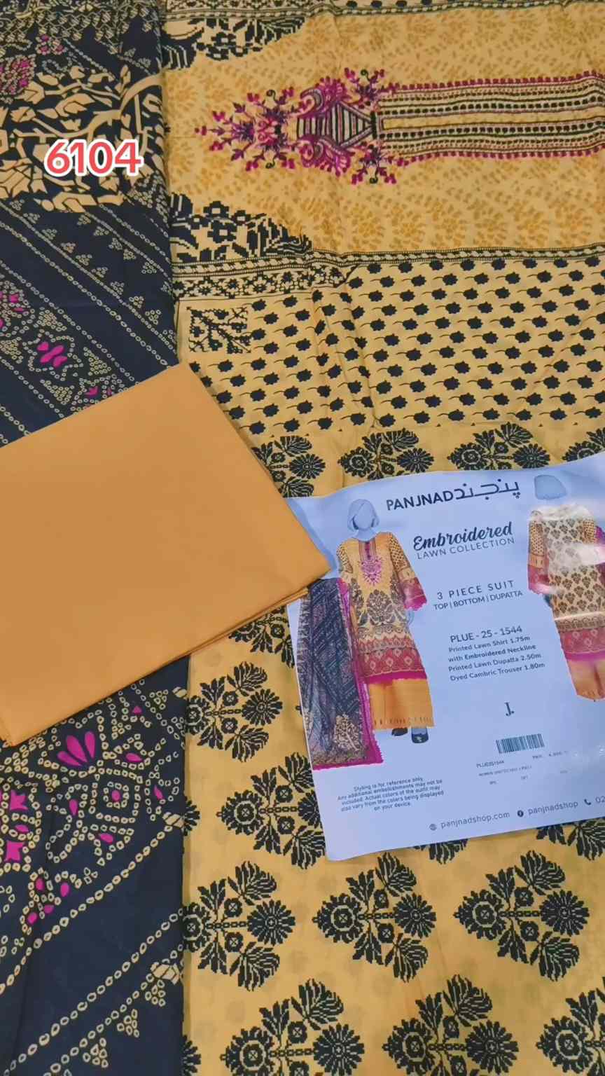 🥳 Sale Sale M-6104. Branded (J.) Embroidery Lawn 3pc suit