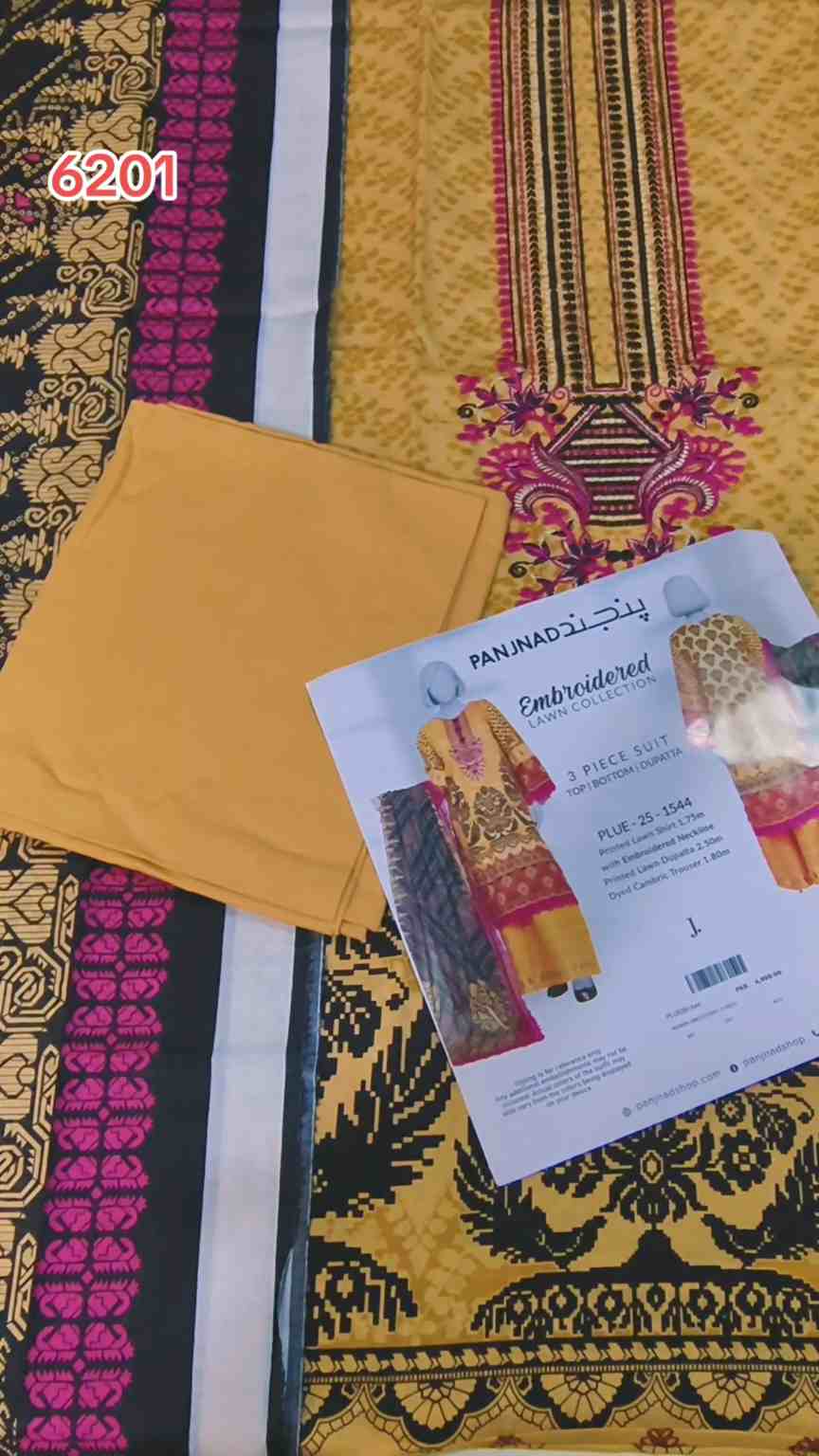 🥳 Sale Sale M-6201. Branded (J.) Embroidery Lawn 3pc suit