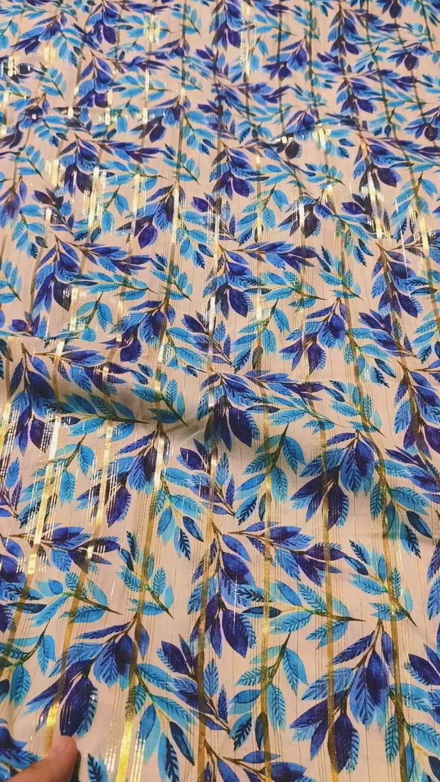 M-88   New arrivals Imported Digital Double Gold Zaree Line Pure Summer ⛱️ Lawn Same print Shirt & Truzer 2pc