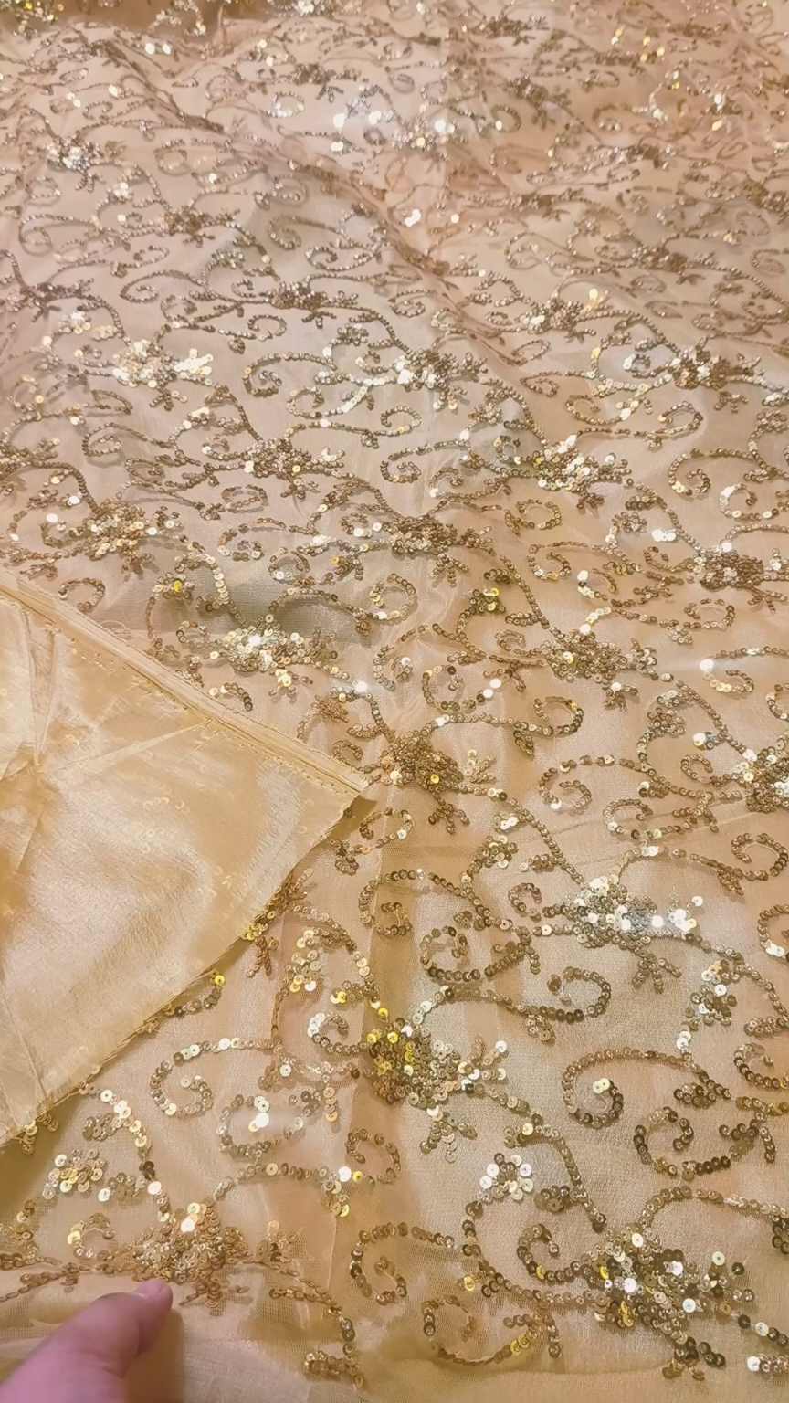 M-86  Golden Color Imported Fancy 3-D squance Citara stitch embroidery Shirt & Kattan Silk Truzer with inner