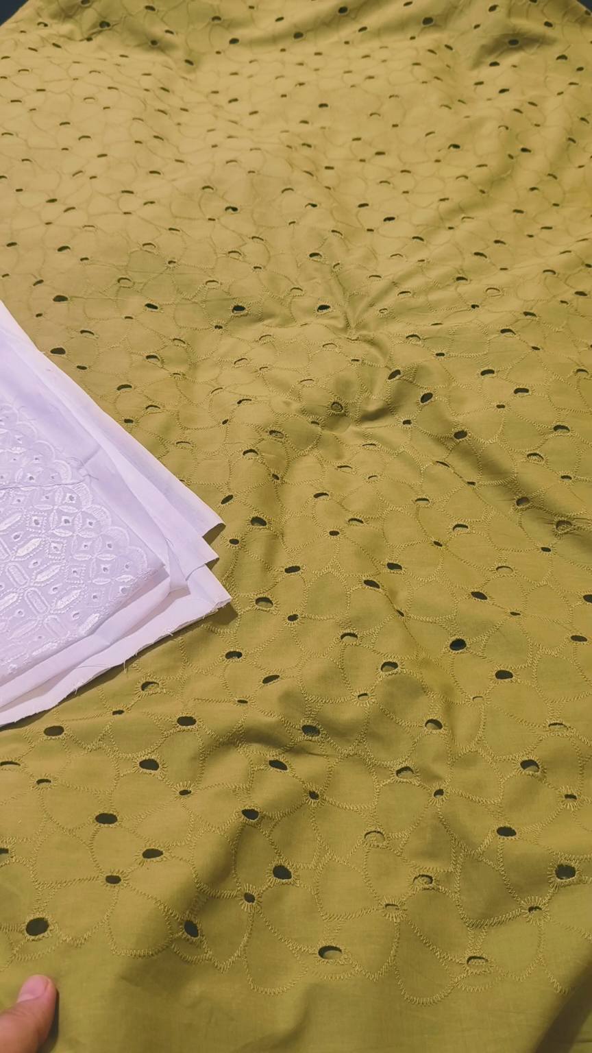 M-71  Imported Full Boing chickenkari Jall shirt in pure summer Lawn & Cotton lawn chickenkari Truzer 2pc -