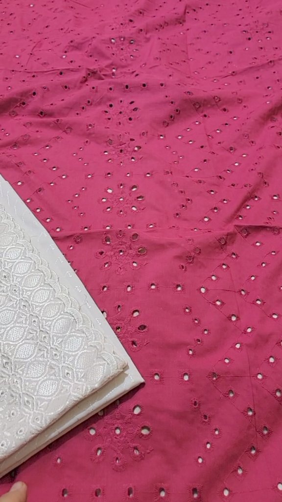 M-176  Imported Full Boing chickenkari Jall shirt in pure summer Lawn & Cotton lawn chickenkari Truzer 2pc