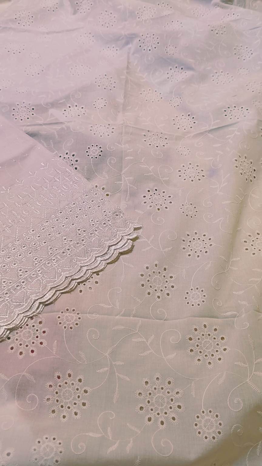 M-173  Imported Full Boing chickenkari Jall shirt in pure summer Lawn & Cotton lawn chickenkari Truzer 2pc