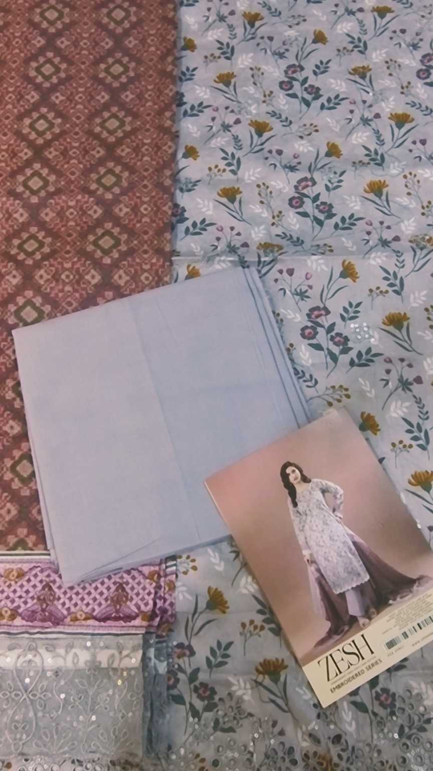 🥳 Sale Sale M-6218 Branded Zesh squance Work Chickenkari Lawn 3pc suit