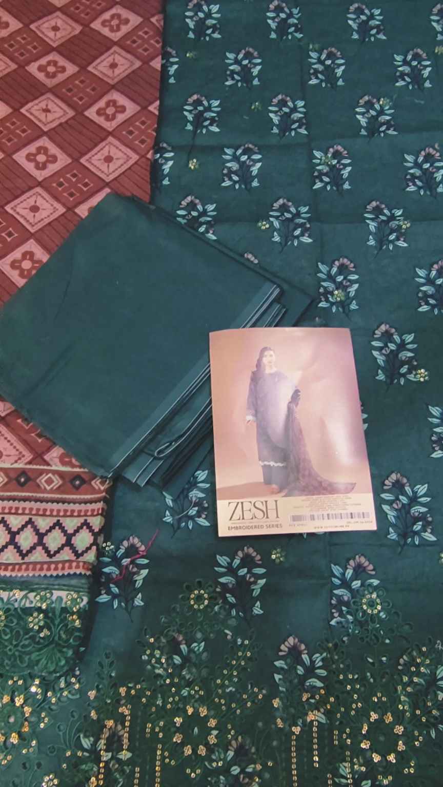 🥳 Sale Sale M-6217 Branded Zesh squance Work Chickenkari Lawn 3pc suit