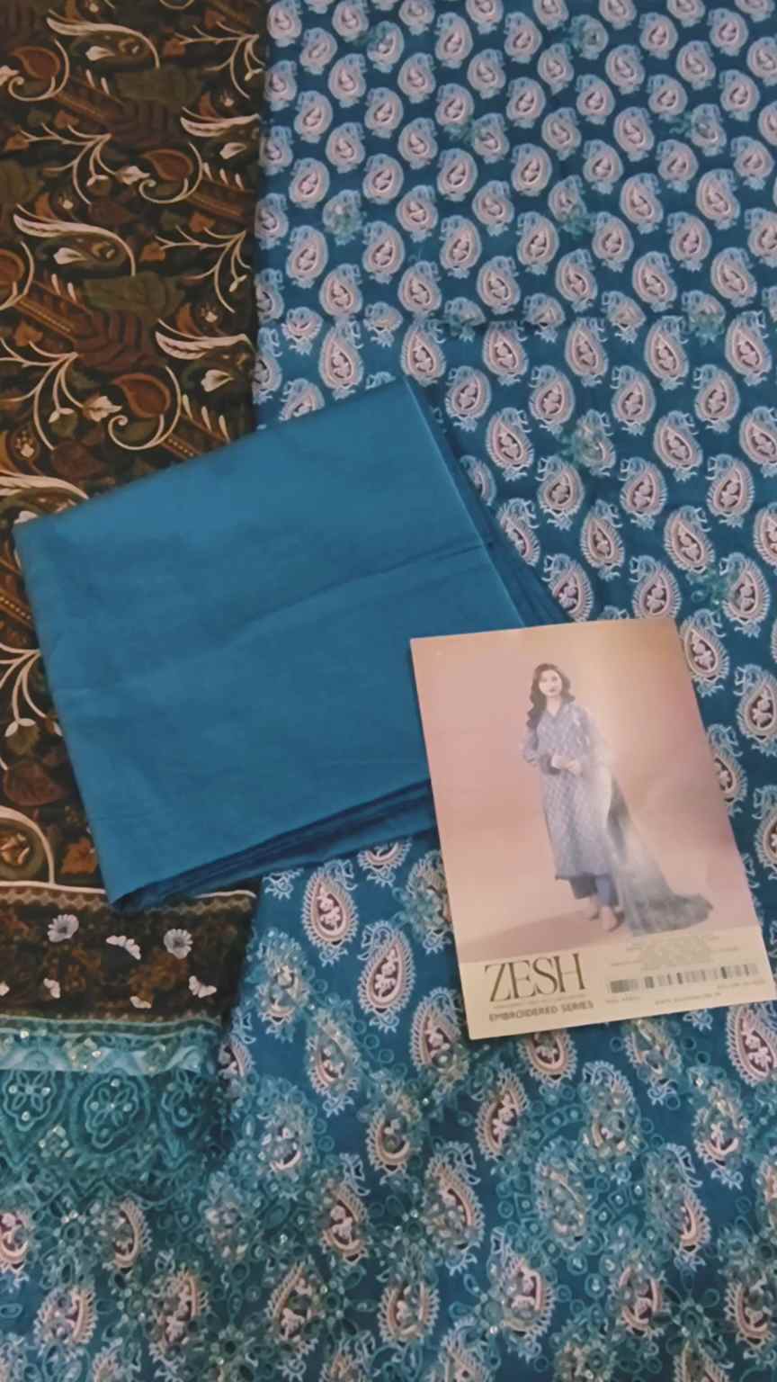 🥳 Sale Sale M-6214  Branded Zesh squance Work Chickenkari Lawn 3pc suit