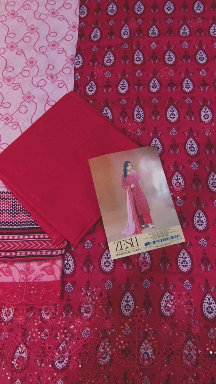 🥳 Sale Sale M-6212  Branded Zesh squance Work Chickenkari Lawn 3pc suit
