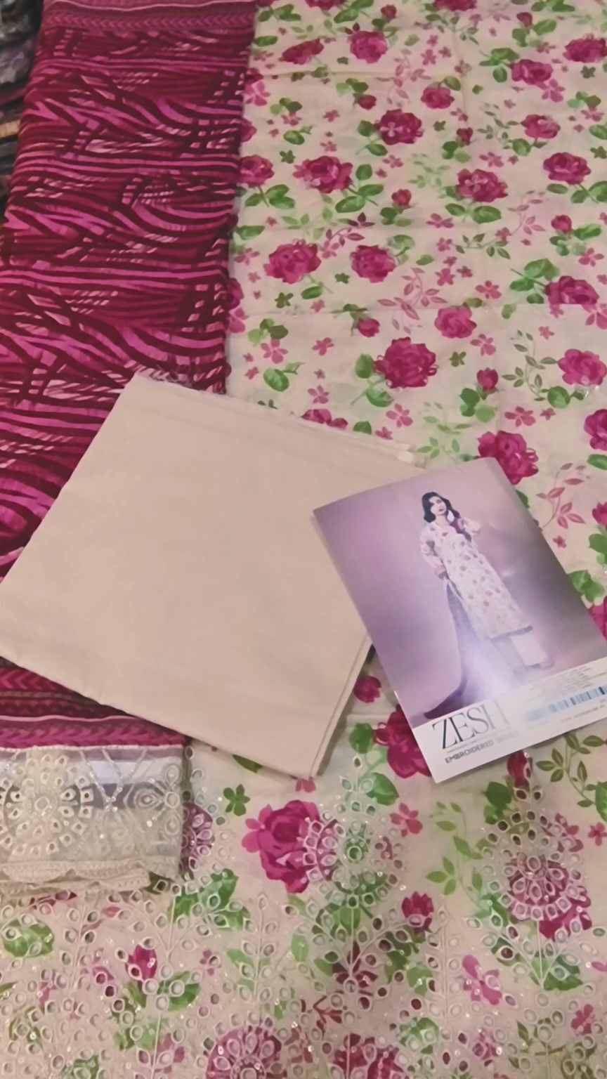 🥳 Sale Sale M-6211  Branded Zesh squance Work Chickenkari Lawn 3pc suit