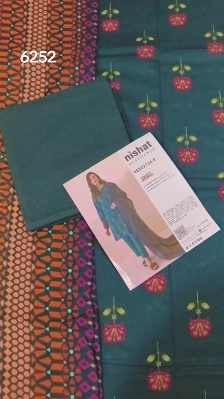 Sale Sale M-6252   Branded (Nishat ) 3 Pc Lawn suit with packing