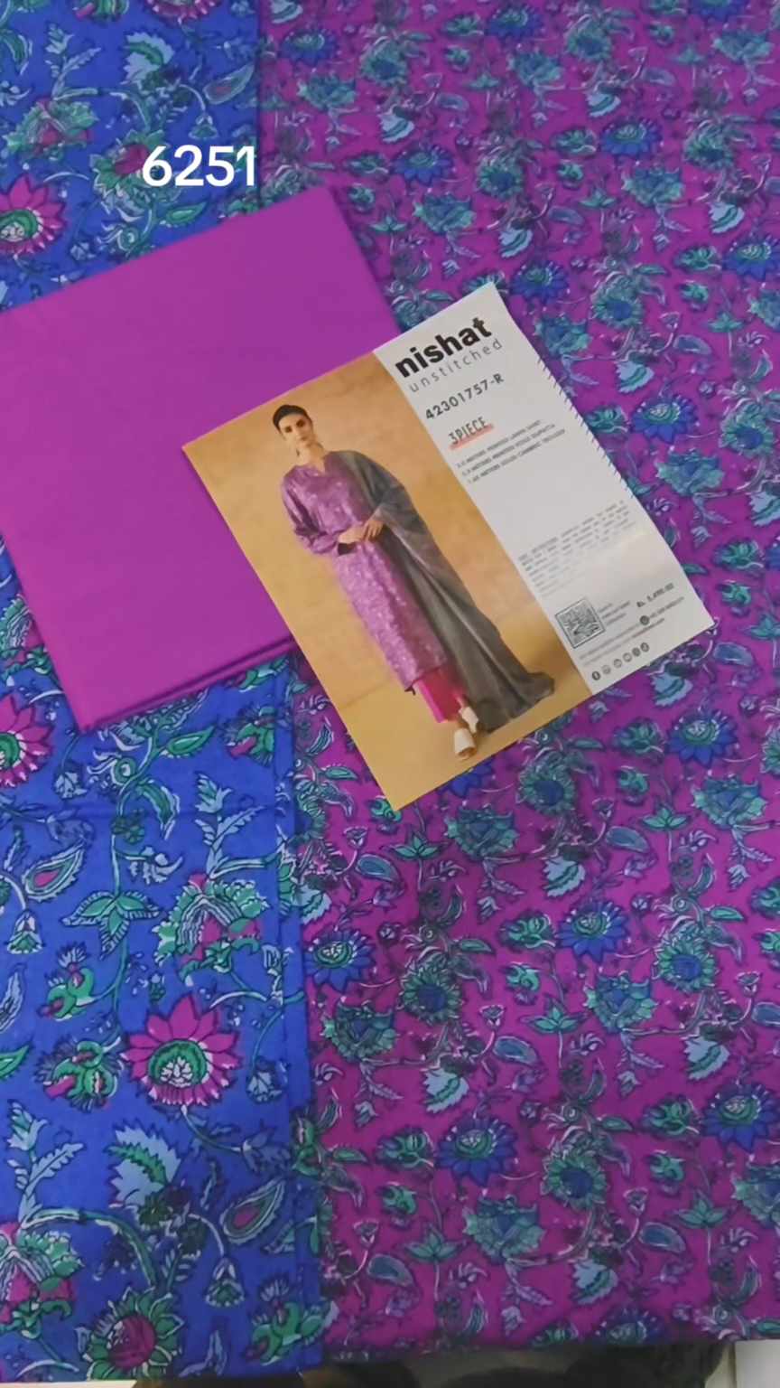 Sale Sale M-6251   Branded (Nishat ) 3 Pc Lawn suit with packing