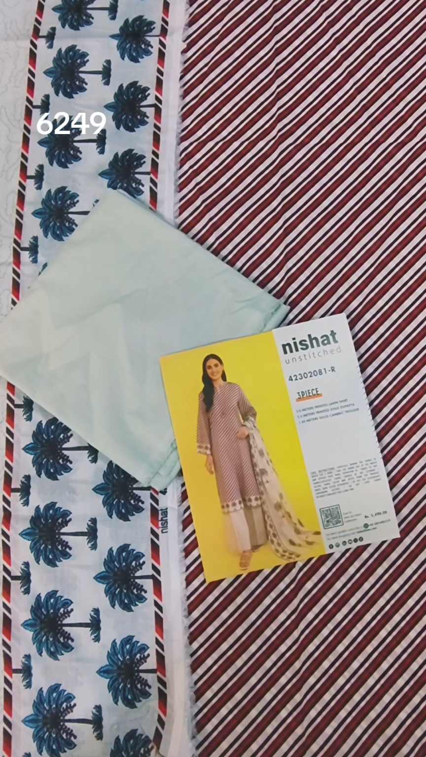 Sale Sale M-6249   Branded (Nishat ) 3 Pc Lawn suit with packing