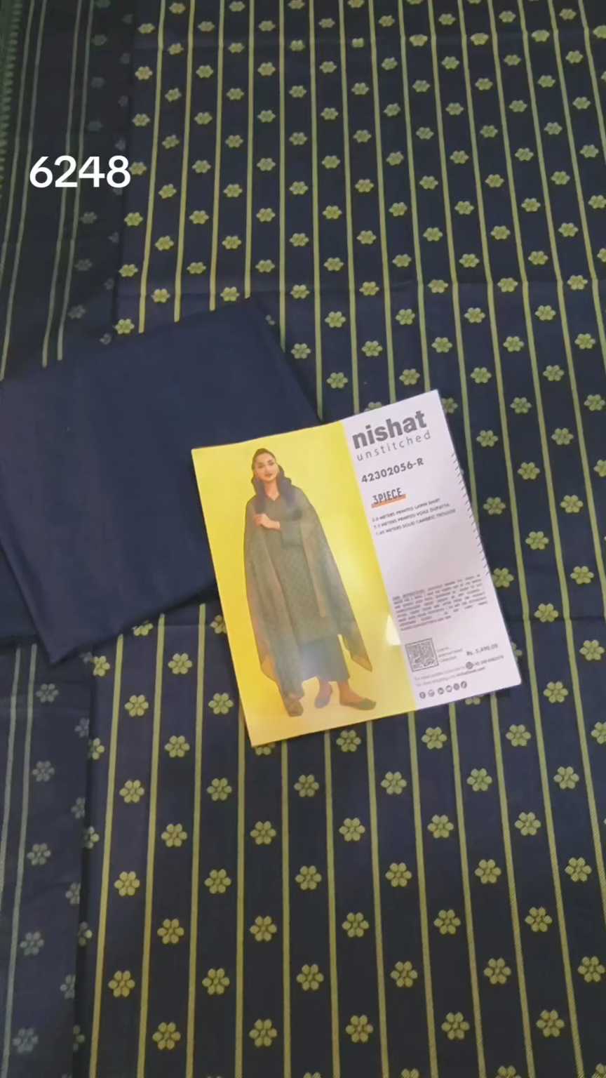 Sale Sale M-6248   Branded (Nishat ) 3 Pc Lawn suit with packing