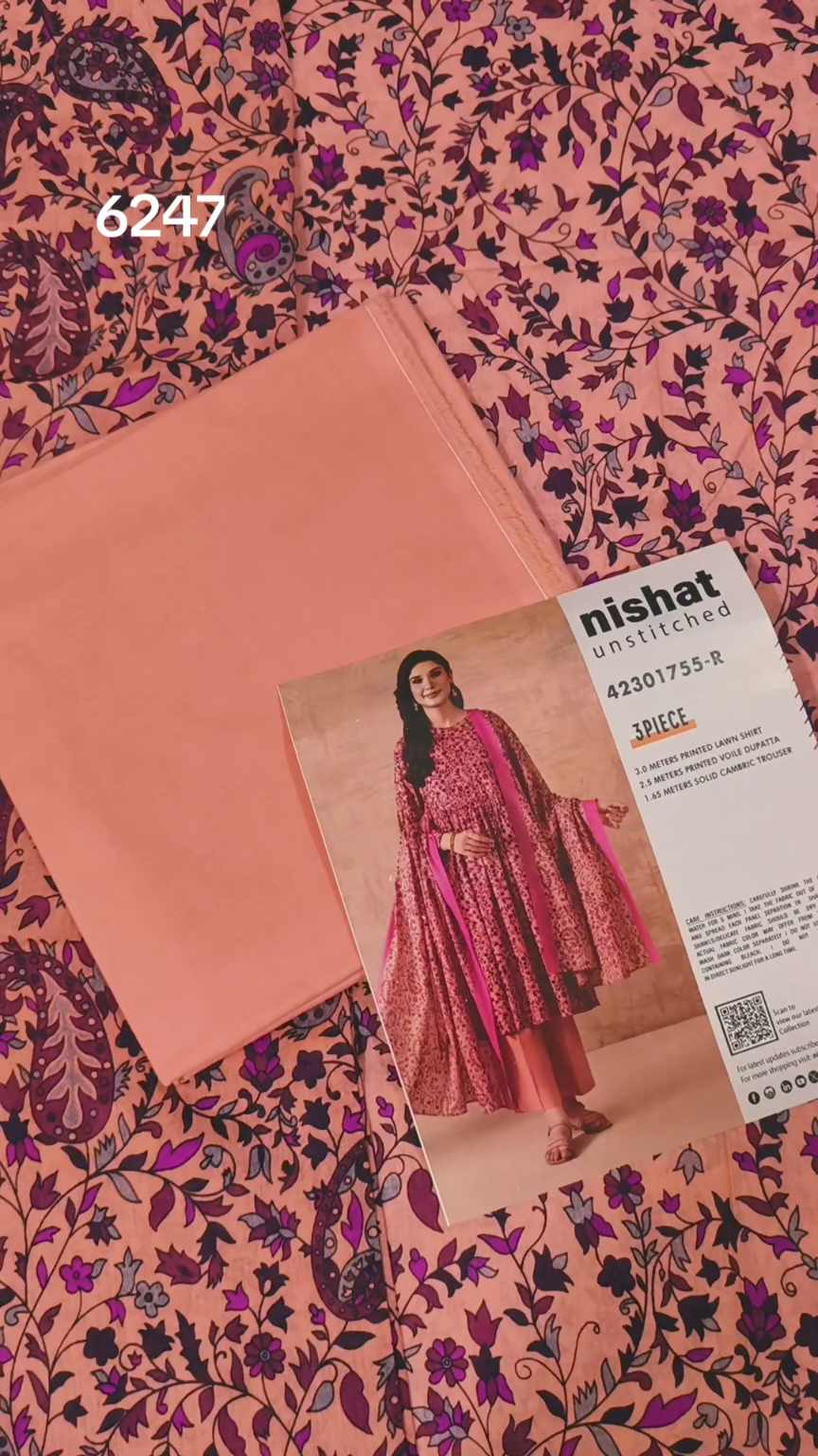 Sale Sale M-6247   Branded (Nishat ) 3 Pc Lawn suit with packing