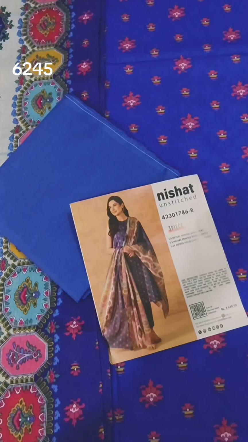 Sale Sale M-6245   Branded (Nishat ) 3 Pc Lawn suit with packing