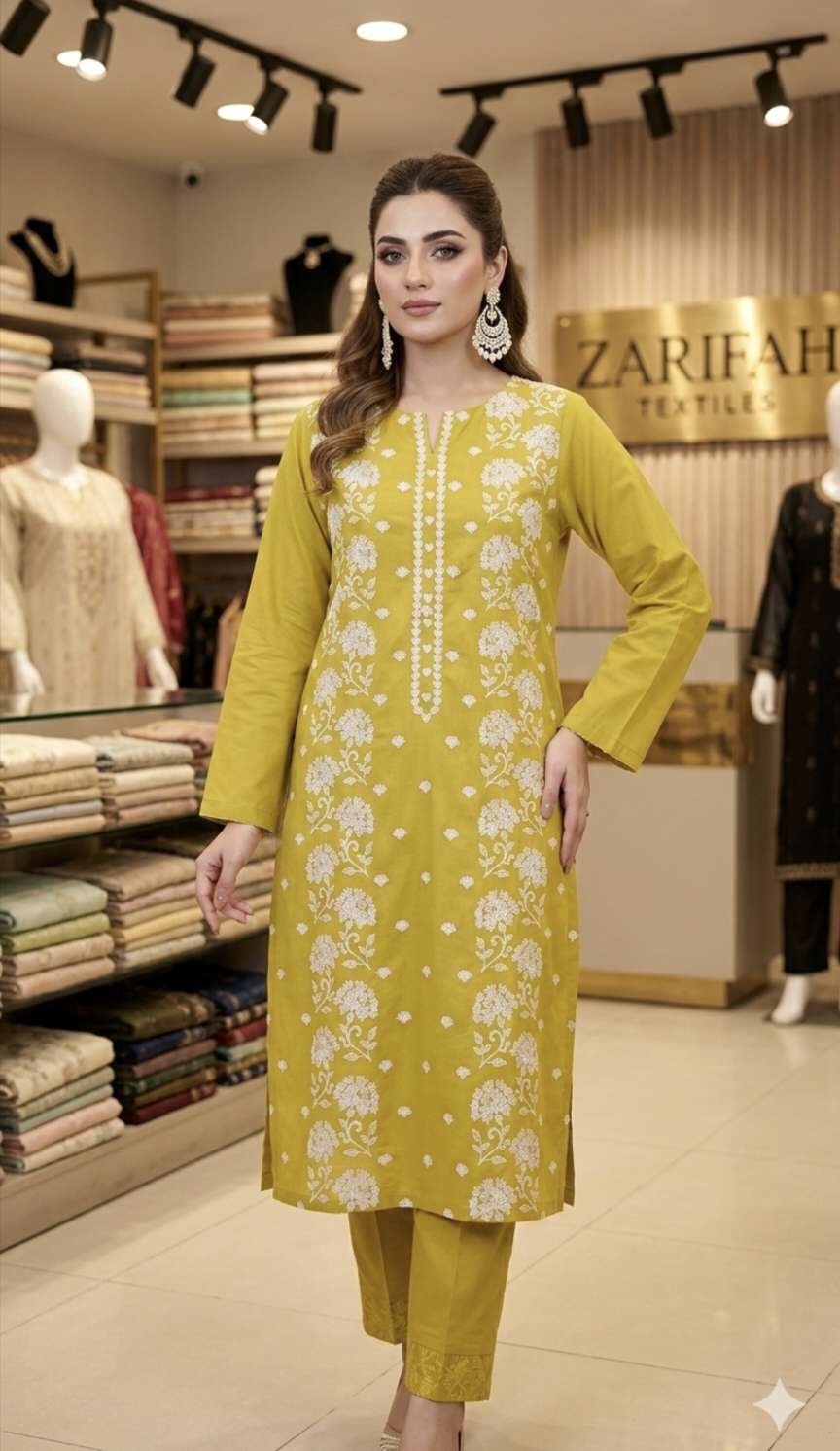 🥳 Sale Sale M-1272   Imported Bareezy Embroidery Lawn Shirt & Trouser 2pc