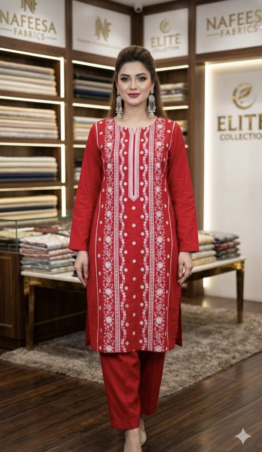 🥳 Sale Sale M-1268  Imported Bareezy Embroidery Lawn Shirt & Trouser 2pc