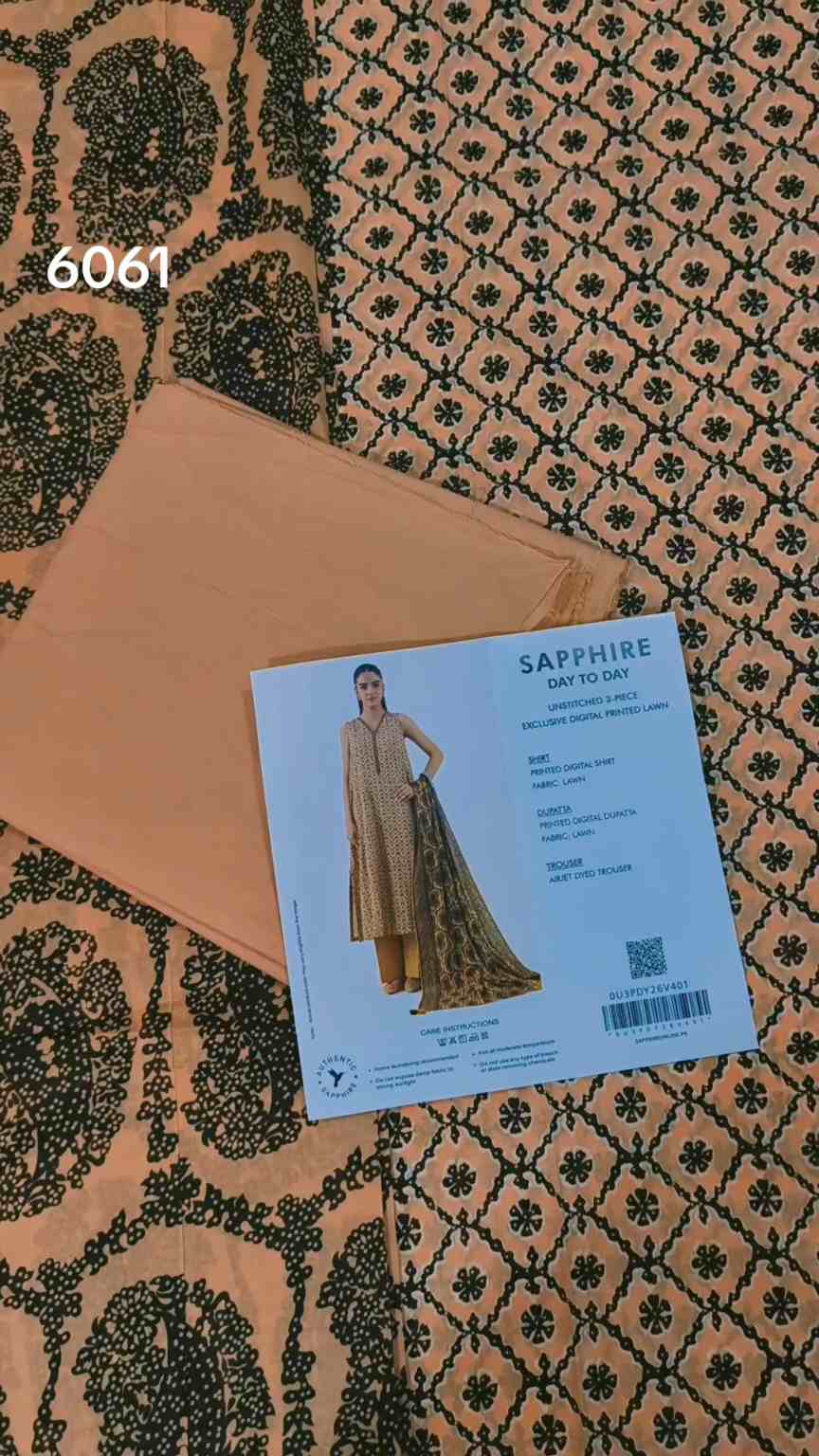 Sale Sale M-6061  Branded (Sapphire ) 3 Pc Lawn suit with packing