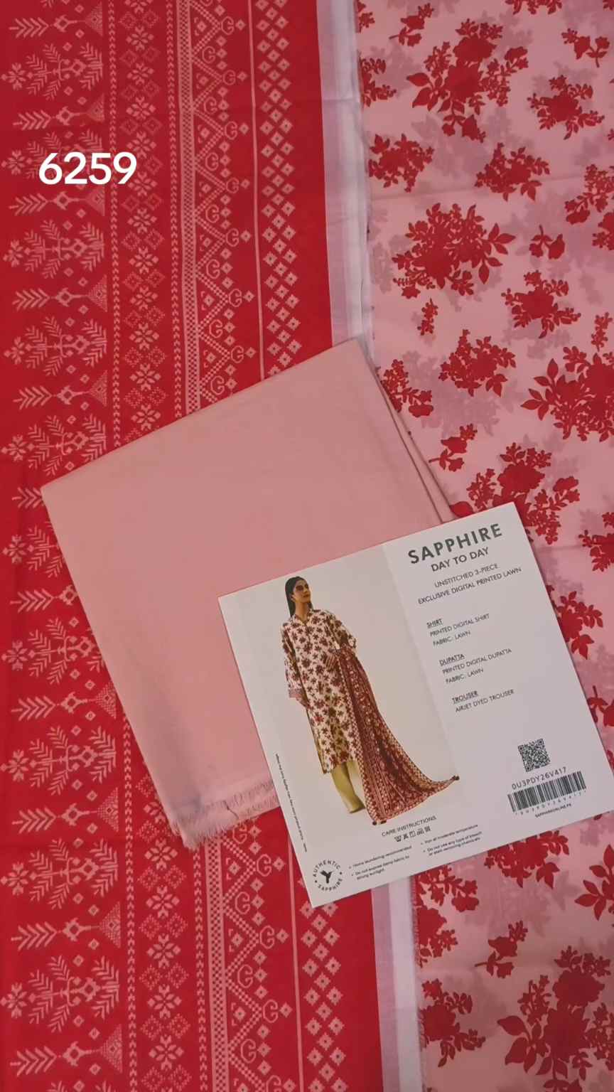 Sale Sale M-6259  Branded (Sapphire ) 3 Pc Lawn suit with packing