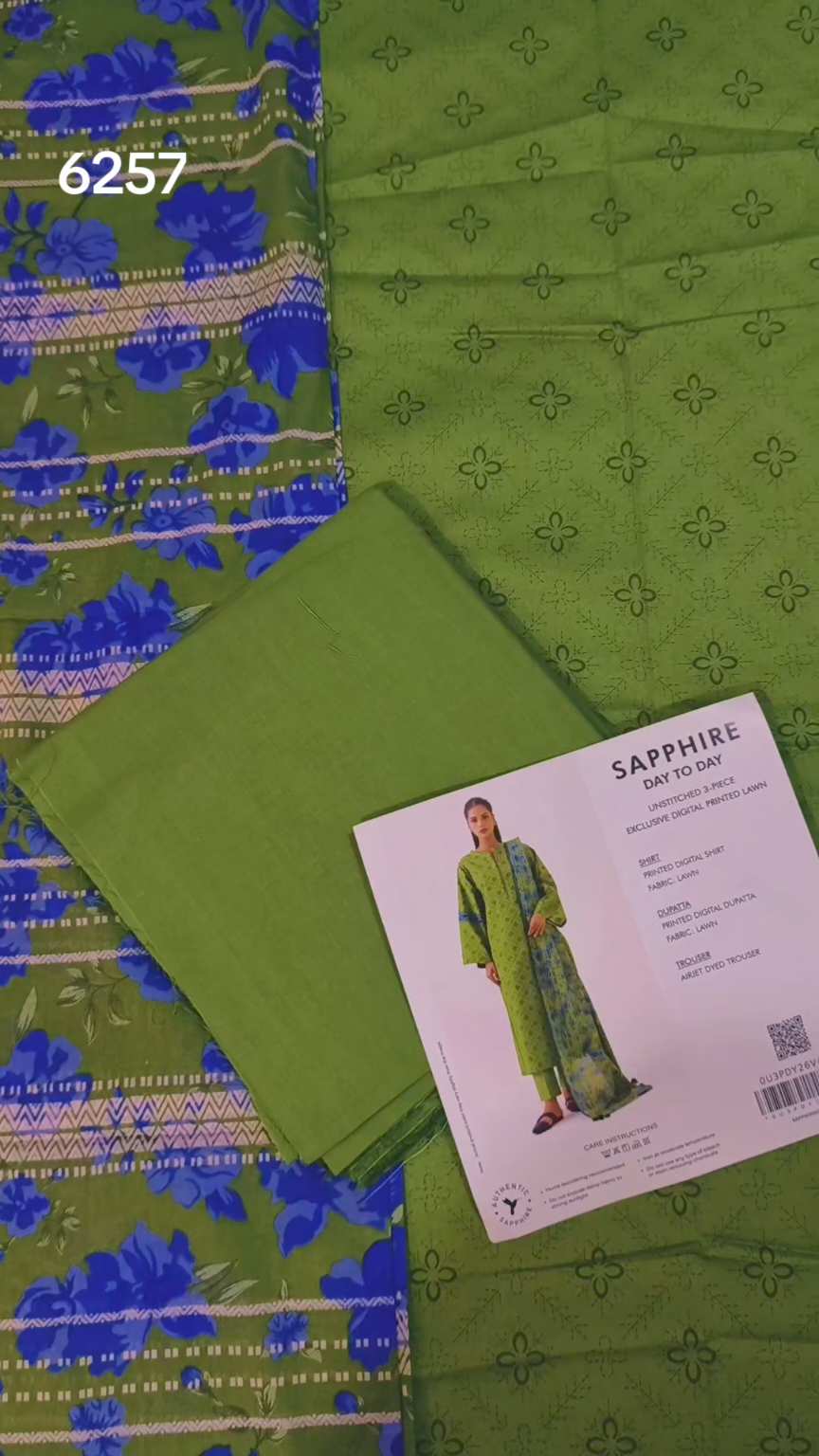 Sale Sale M-6257  Branded (Sapphire ) 3 Pc Lawn suit with packing